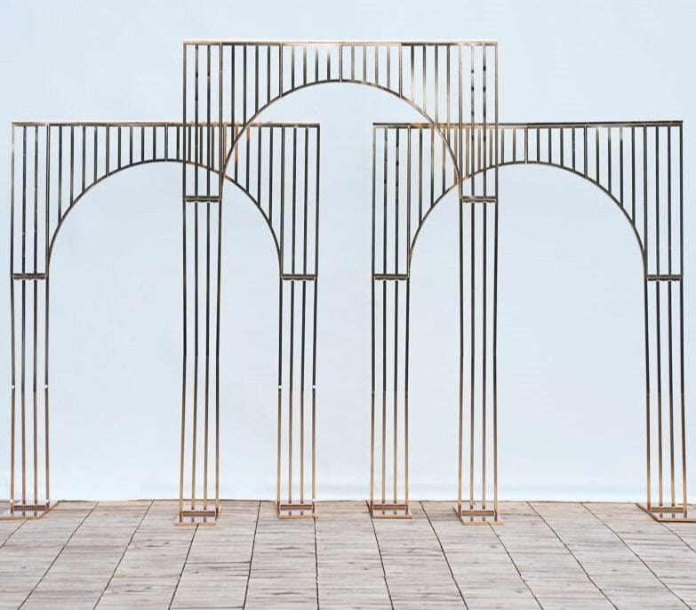 WeddingStory Shop 6.5/7.8ft Shiny Gold Plated Wedding Arch Backdrop