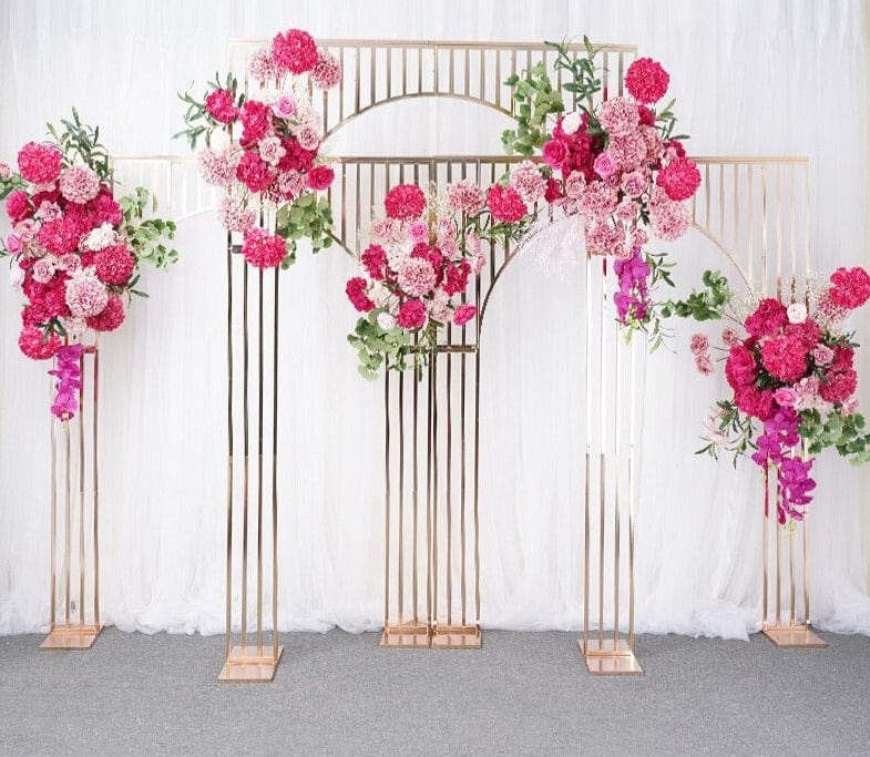 WeddingStory Shop 6.5/7.8ft Shiny Gold Plated Wedding Arch Backdrop