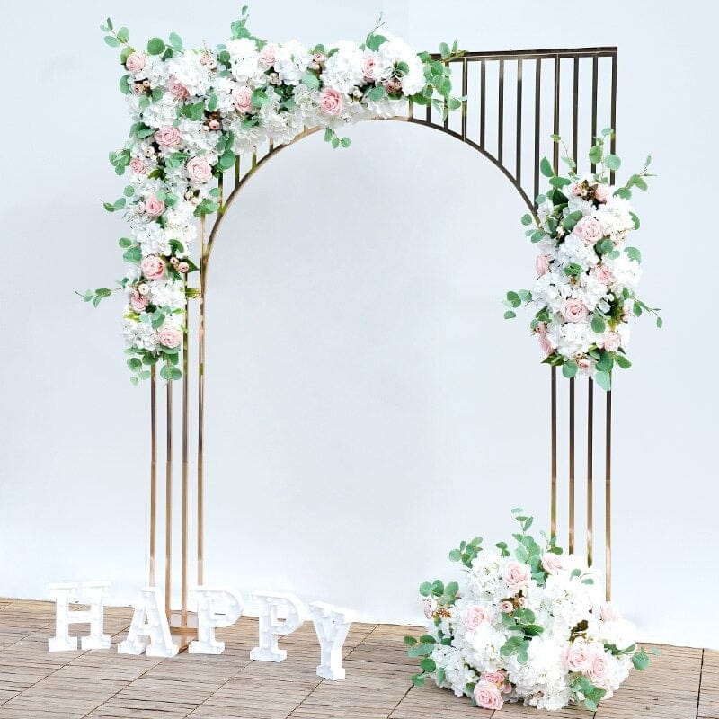 WeddingStory Shop 6.5/7.8ft Shiny Gold Plated Wedding Arch Backdrop