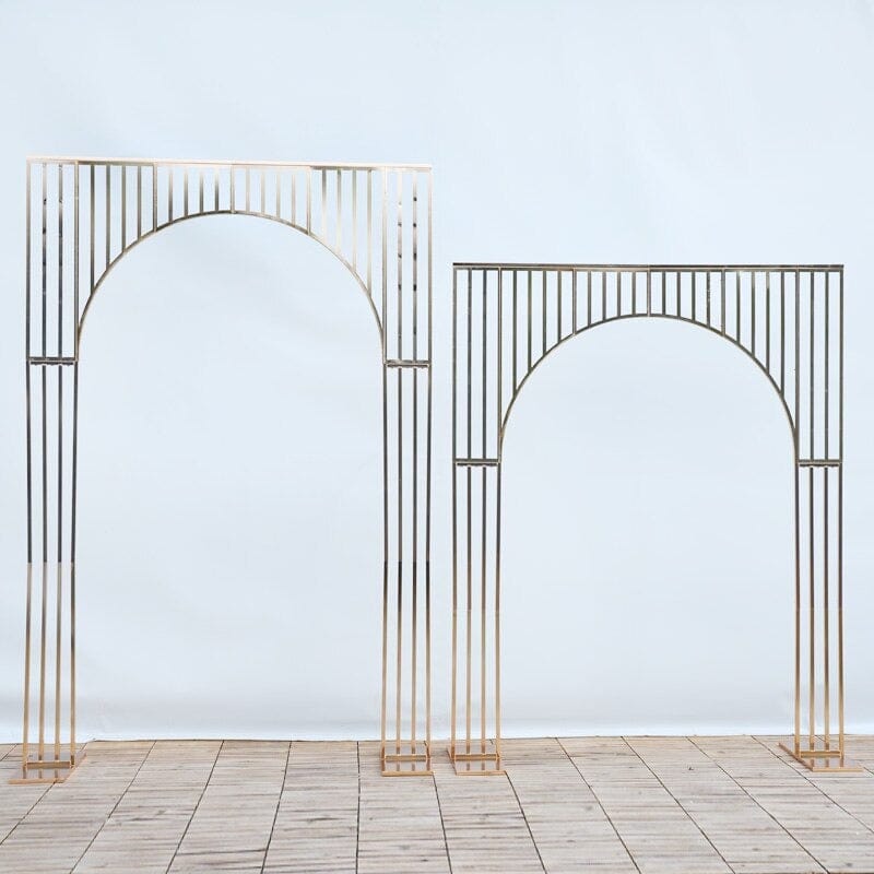WeddingStory Shop 6.5/7.8ft Shiny Gold Plated Wedding Arch Backdrop
