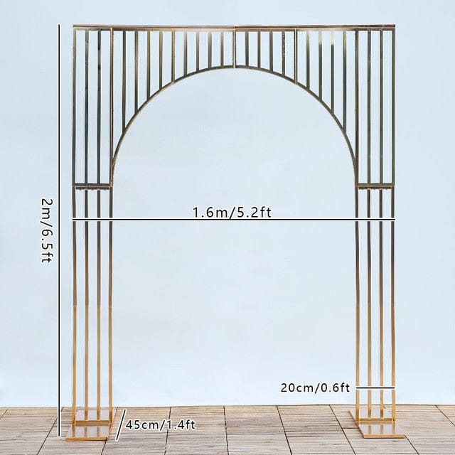 WeddingStory Shop 6.5/7.8ft Shiny Gold Plated Wedding Arch Backdrop