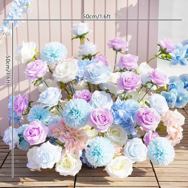 WeddingStory Shop Pink Blue Purple roses flower arrangement