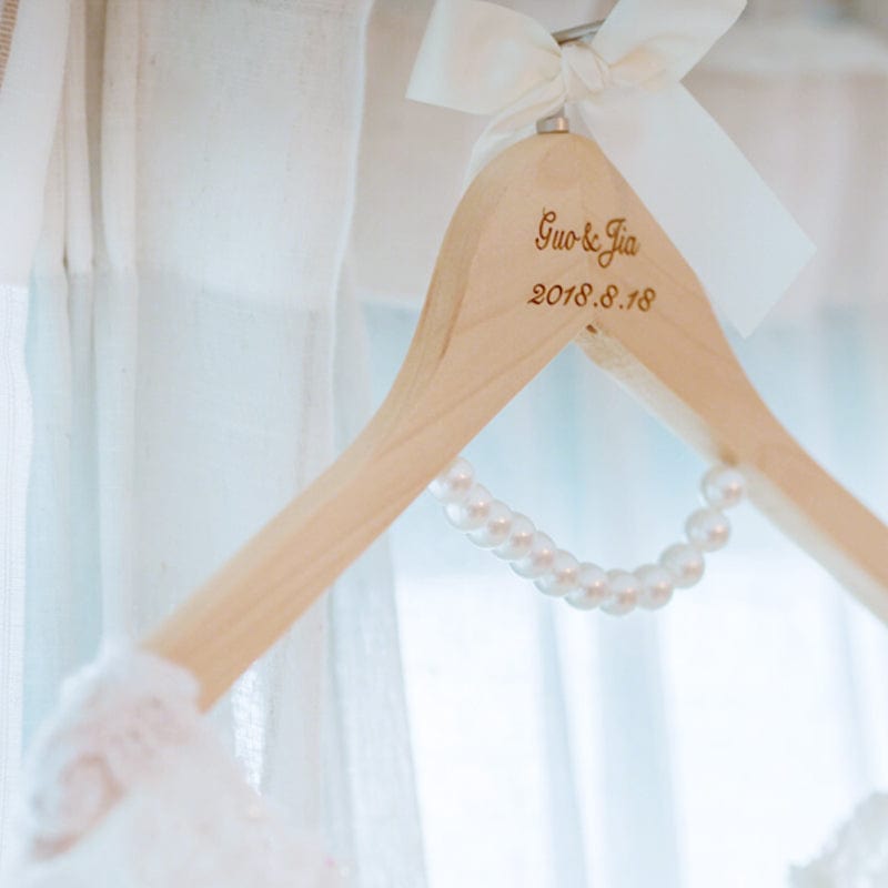 WeddingStory Shop for Bride (pearl) Custom Engraved Hanger for Groom and Bride with Pearls