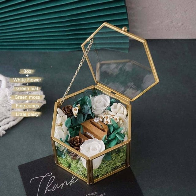 WeddingStory Shop Model 05 / Middle 12x6 cm Custom Engraved Glass Wedding Ring Box