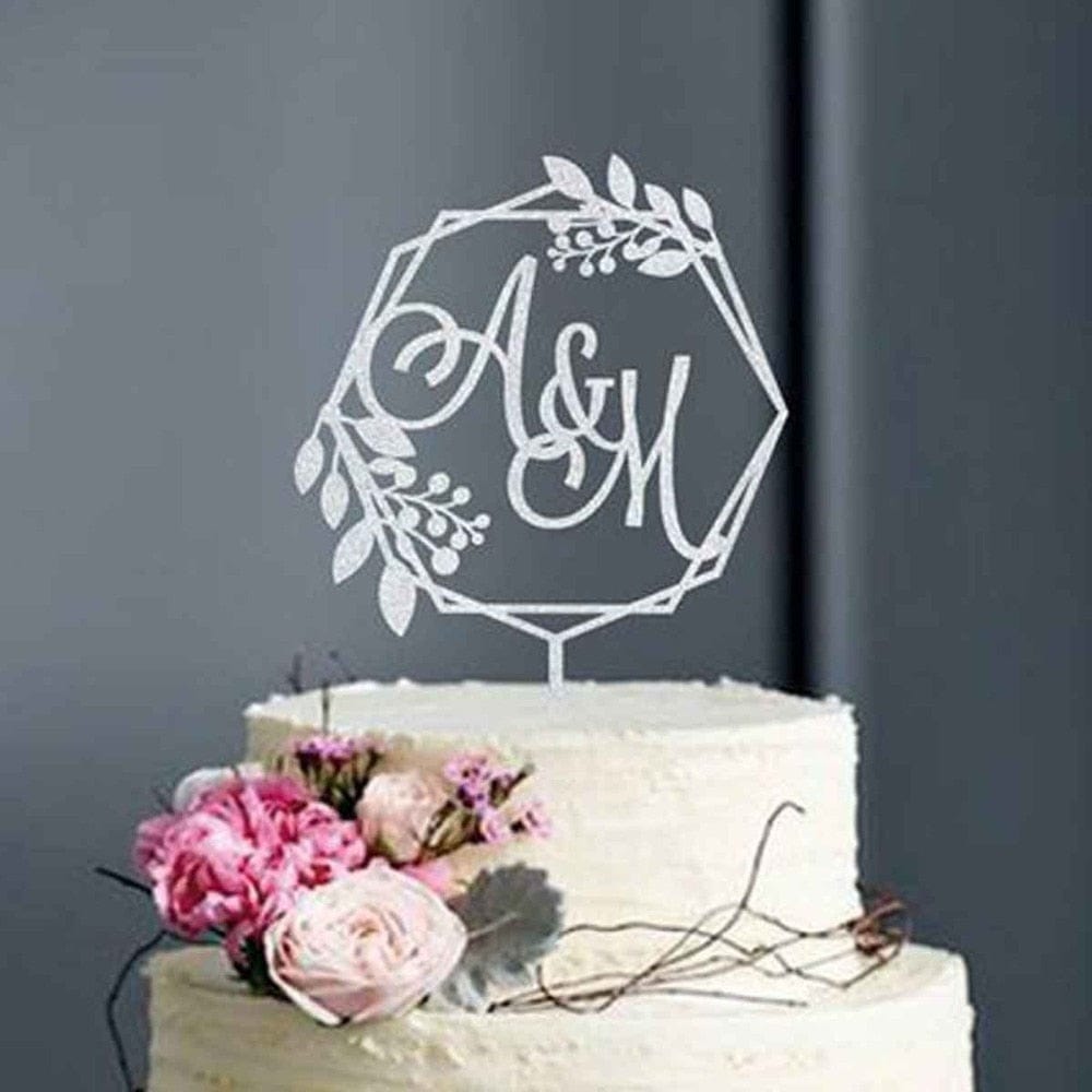 WeddingStory Shop Custom Rustic Initials cake topper
