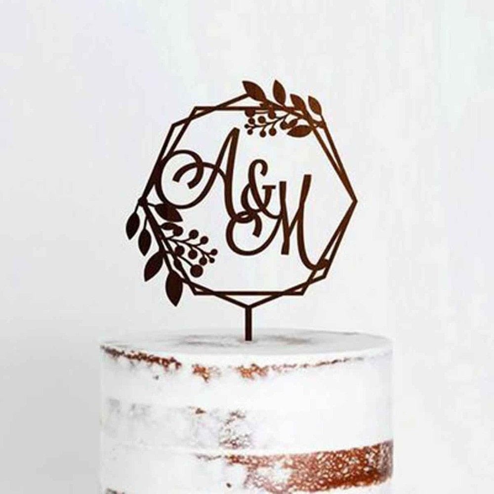WeddingStory Shop Custom Rustic Initials cake topper