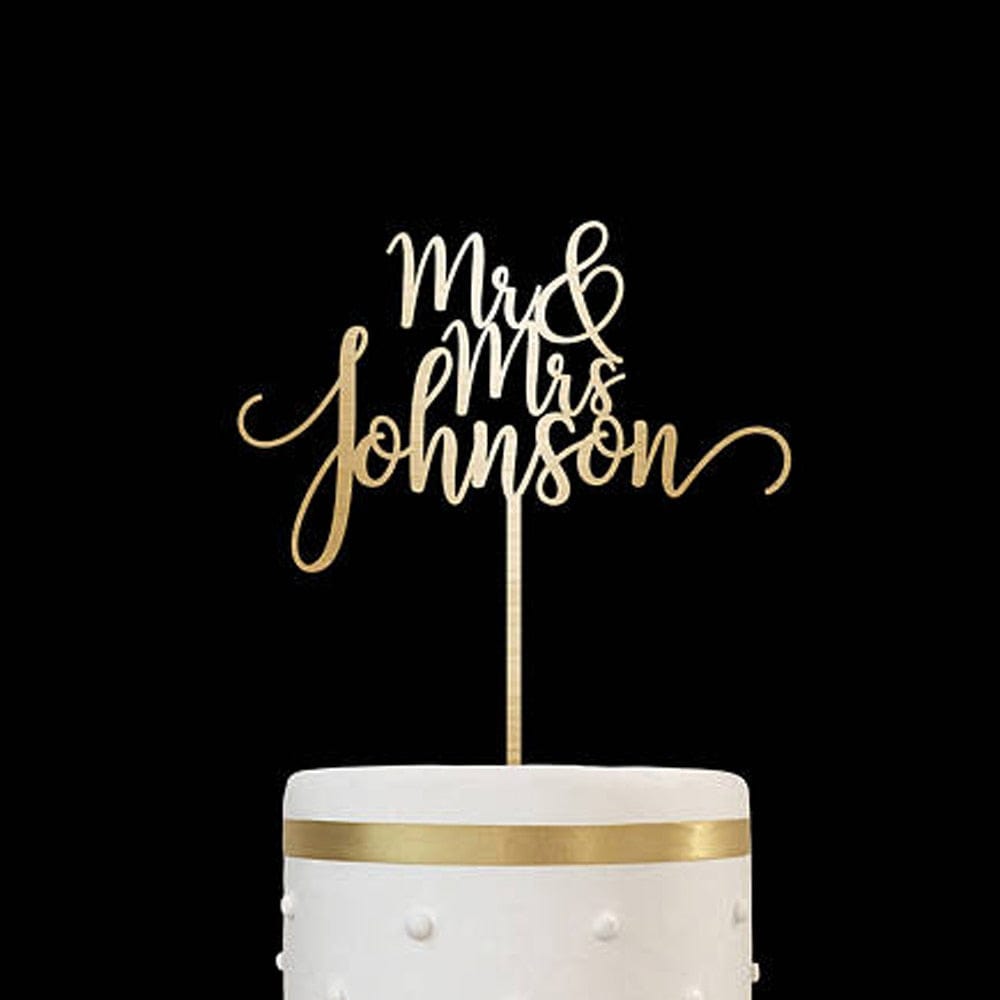 Rustic Wedding Cake Topper, Gold Cake topper for Wedding, Personalized cake  topper, Anniversary Cake toppers, Custom Mr and Mrs cake topper