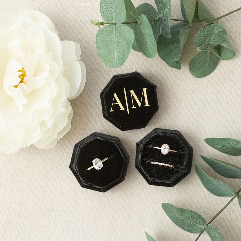 WeddingStory Shop Customized Octagonal Velvet Ring Box Single / Double Slot
