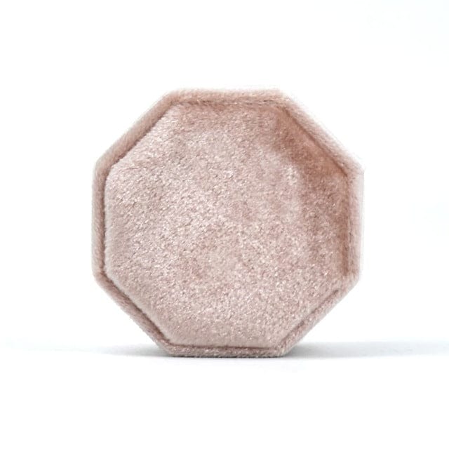 WeddingStory Shop Pink Double Slot / Silver Text Customized Octagonal Velvet Ring Box Single / Double Slot