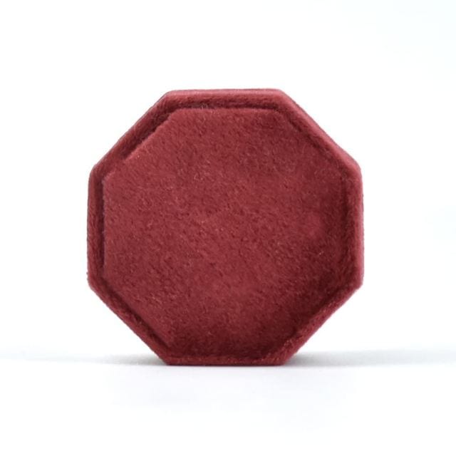 WeddingStory Shop Red Double Slot / White Text Customized Octagonal Velvet Ring Box Single / Double Slot