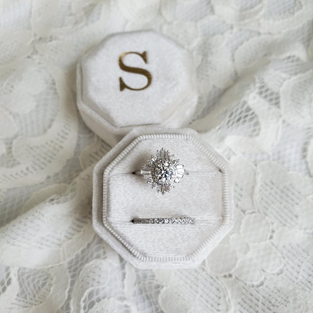WeddingStory Shop Customized Octagonal Velvet Ring Box Single / Double Slot
