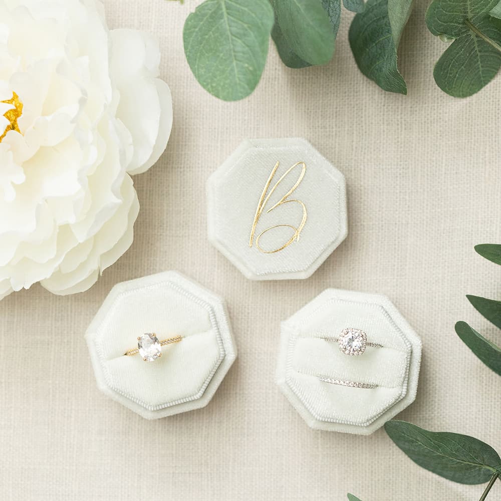 WeddingStory Shop Customized Octagonal Velvet Ring Box Single / Double Slot