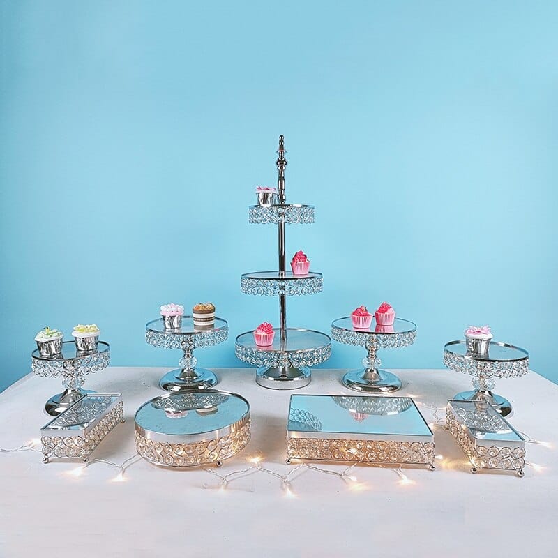 WeddingStory Shop 9pcs in set-4 European dessert Mirror Cake Stand Set