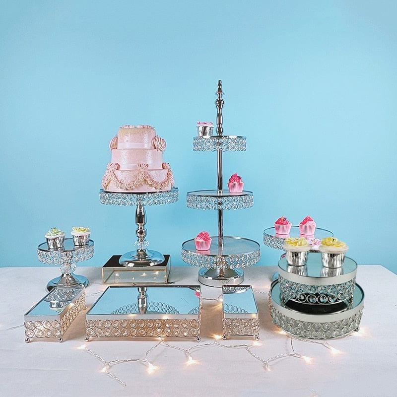 WeddingStory Shop 9pcs in set-5 Mirror Cake Stand Set