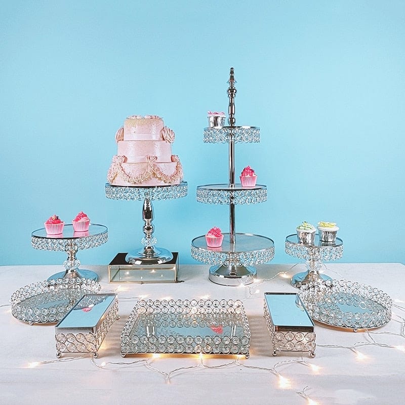 WeddingStory Shop 9pcs in set-6 Mirror Cake Stand Set
