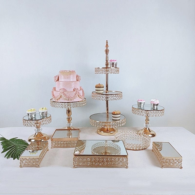 WeddingStory Shop 9pcs in set-2 European dessert Mirror Cake Stand Set