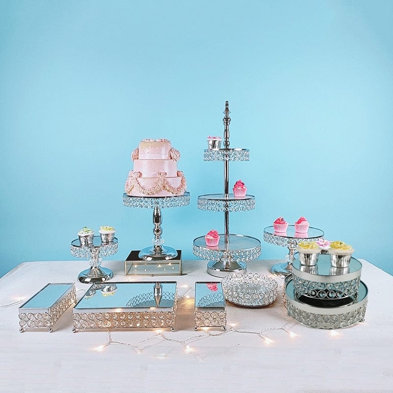 WeddingStory Shop 10pcs in set Mirror Cake Stand Set