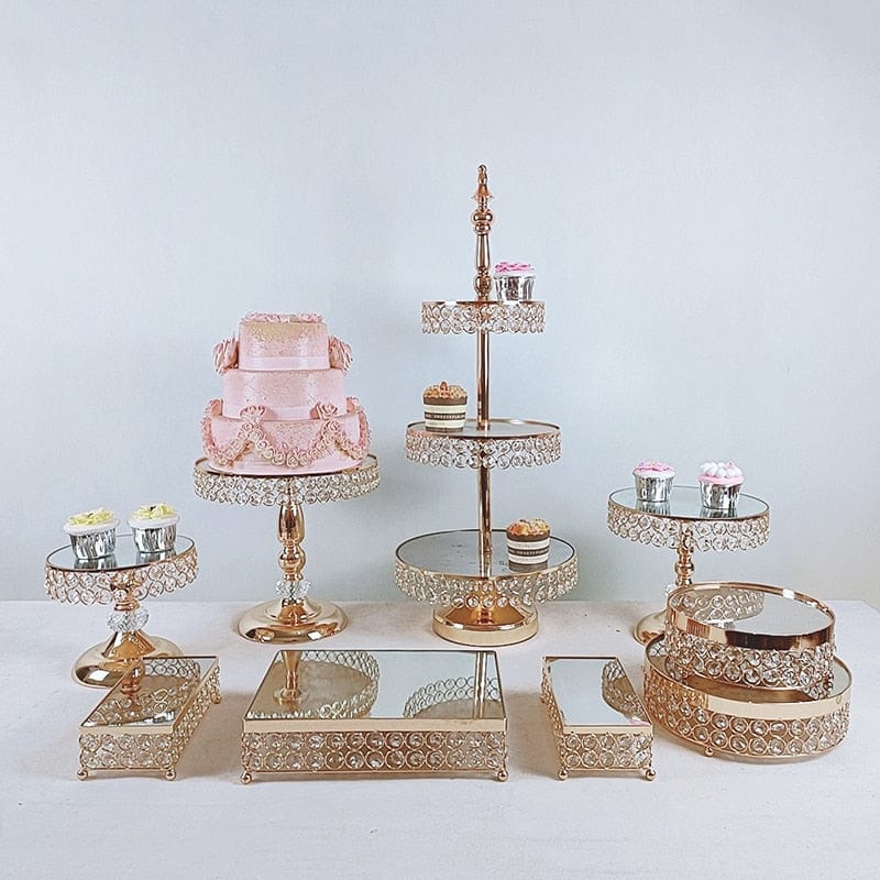 WeddingStory Shop 9pcs in set-3 Mirror Cake Stand Set