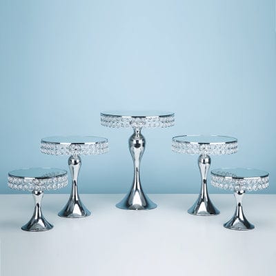 WeddingStory 5pcs NEW Silver crystal cake stand set for cakes/cupcakes