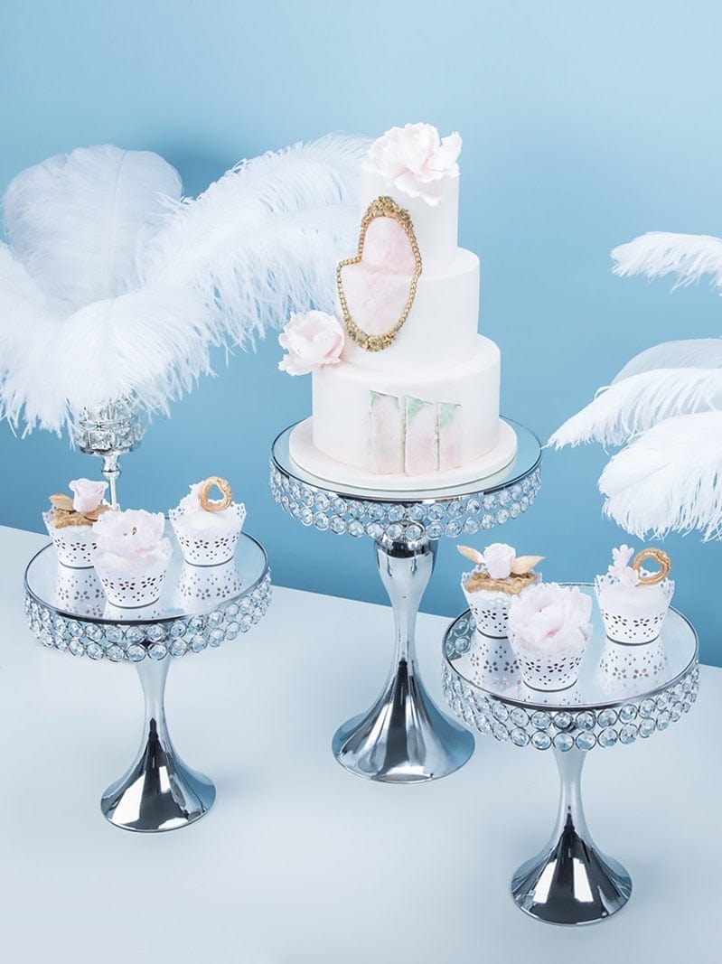 WeddingStory NEW Silver crystal cake stand set for cakes/cupcakes