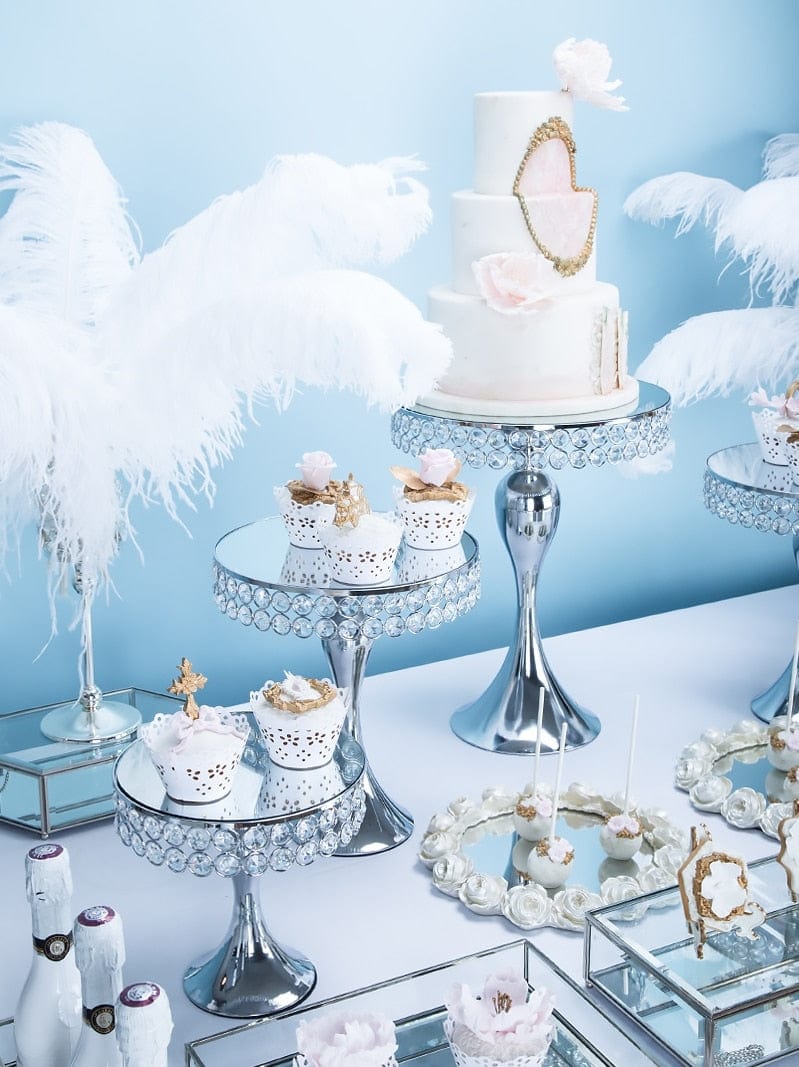 WeddingStory NEW Silver crystal cake stand set for cakes/cupcakes