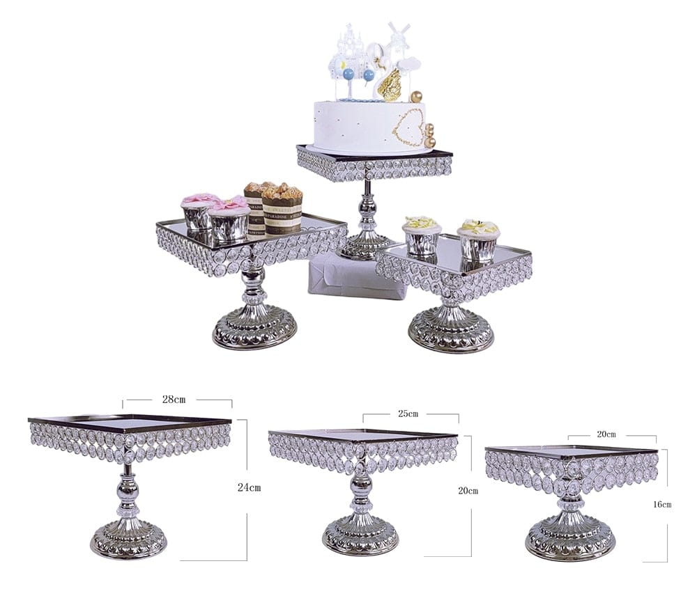 WeddingStory Shop 3pcs silver in set Crystal cake stand set event