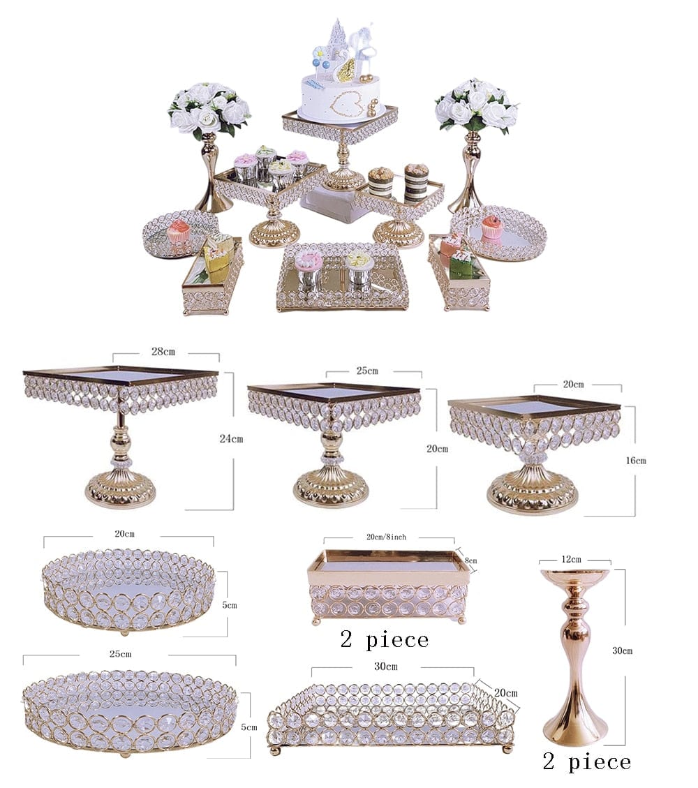WeddingStory Shop 10pcs gold  in set Crystal cake stand set event