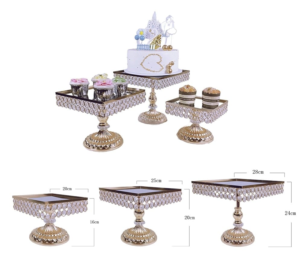 WeddingStory Shop 3pcs gold  in set Crystal cake stand set event