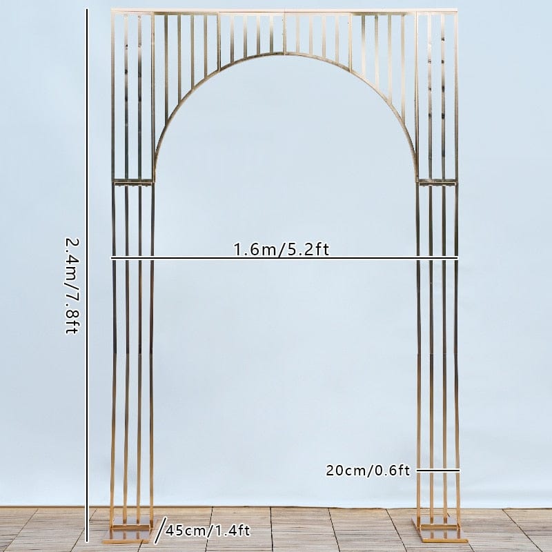 WeddingStory Shop Gold / 2.4M x 1.6M 6.5/7.8ft Shiny Gold Plated Wedding Arch Backdrop