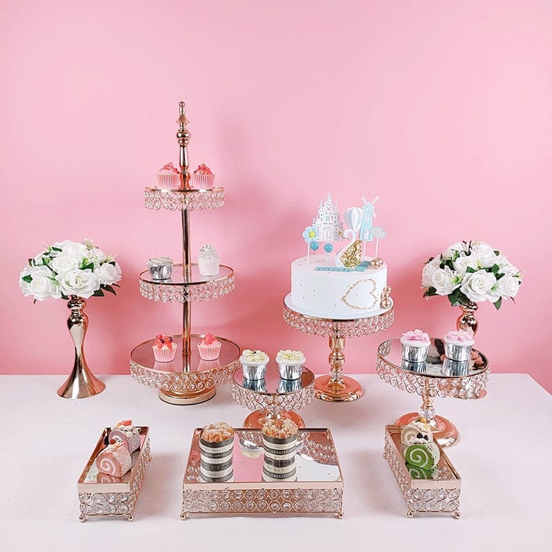 WeddingStory Shop 9pcs in set-1 European dessert Mirror Cake Stand Set