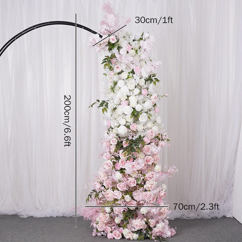 WeddingStory Shop 200x70cm flower row Pink White Rose Cherry Blossom Greenery Flower Row Runner