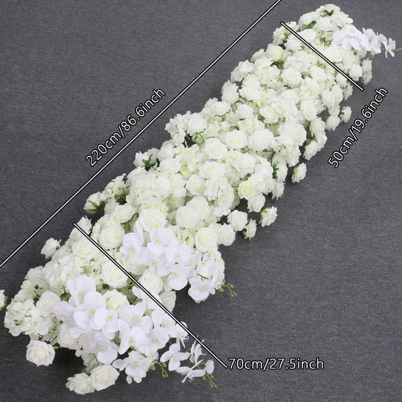 WeddingStory Shop 220X50cm white row Luxury White Orchid Hydrangea Pink Rose Floral Arrangement