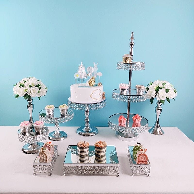 WeddingStory Shop 9pcs in set European dessert Mirror Cake Stand Set