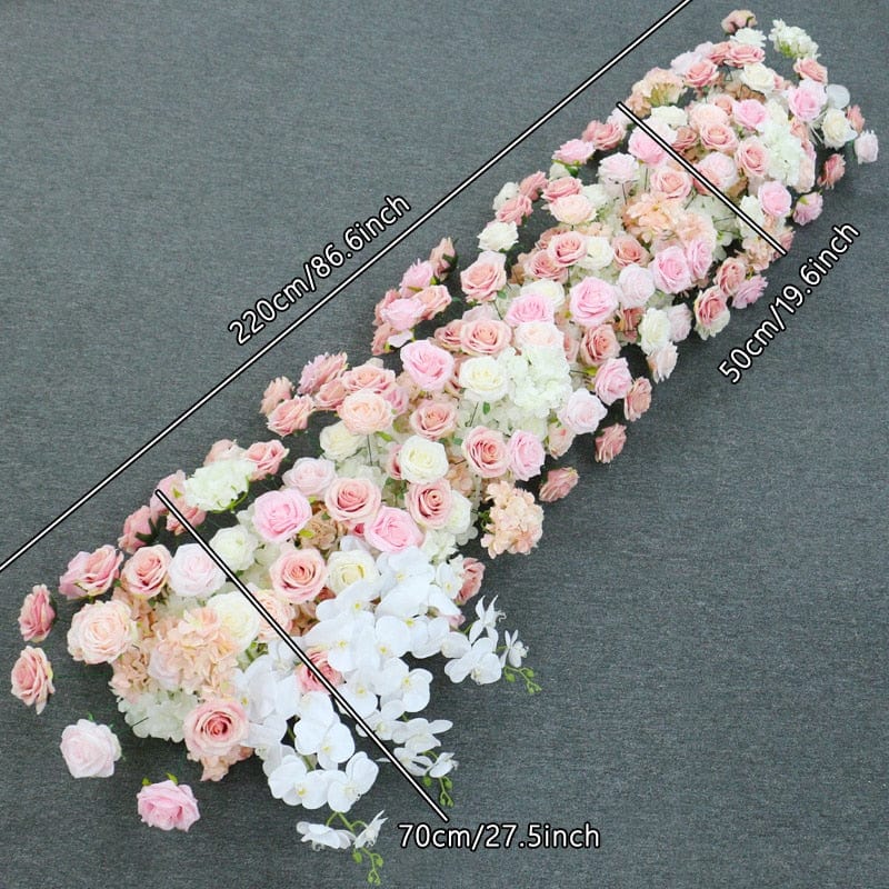 WeddingStory Shop 220x50cm flower row Luxury White Orchid Hydrangea Pink Rose Floral Arrangement