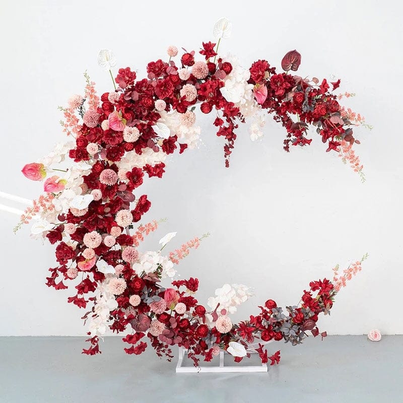 WeddingStory Shop Red flower add arch Moon Shape Arch Frame With  Floral Arrangement Set