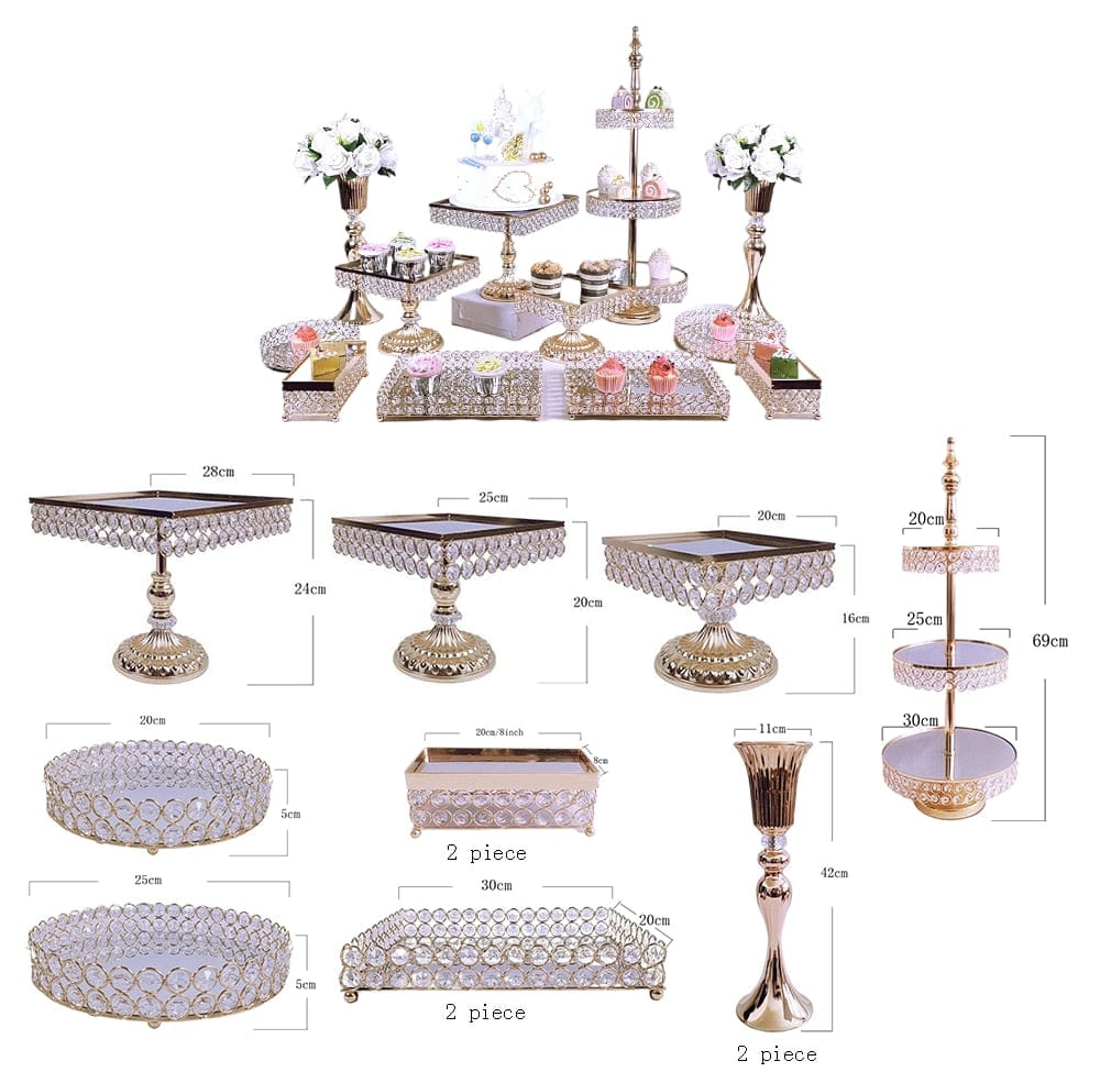 WeddingStory Shop 12pcs gold  in set Crystal cake stand set event