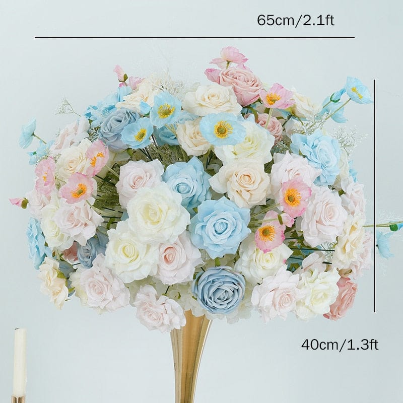 WeddingStory Shop 65x40cm flower ball Luxury Table Runner in soft pink and baby blue