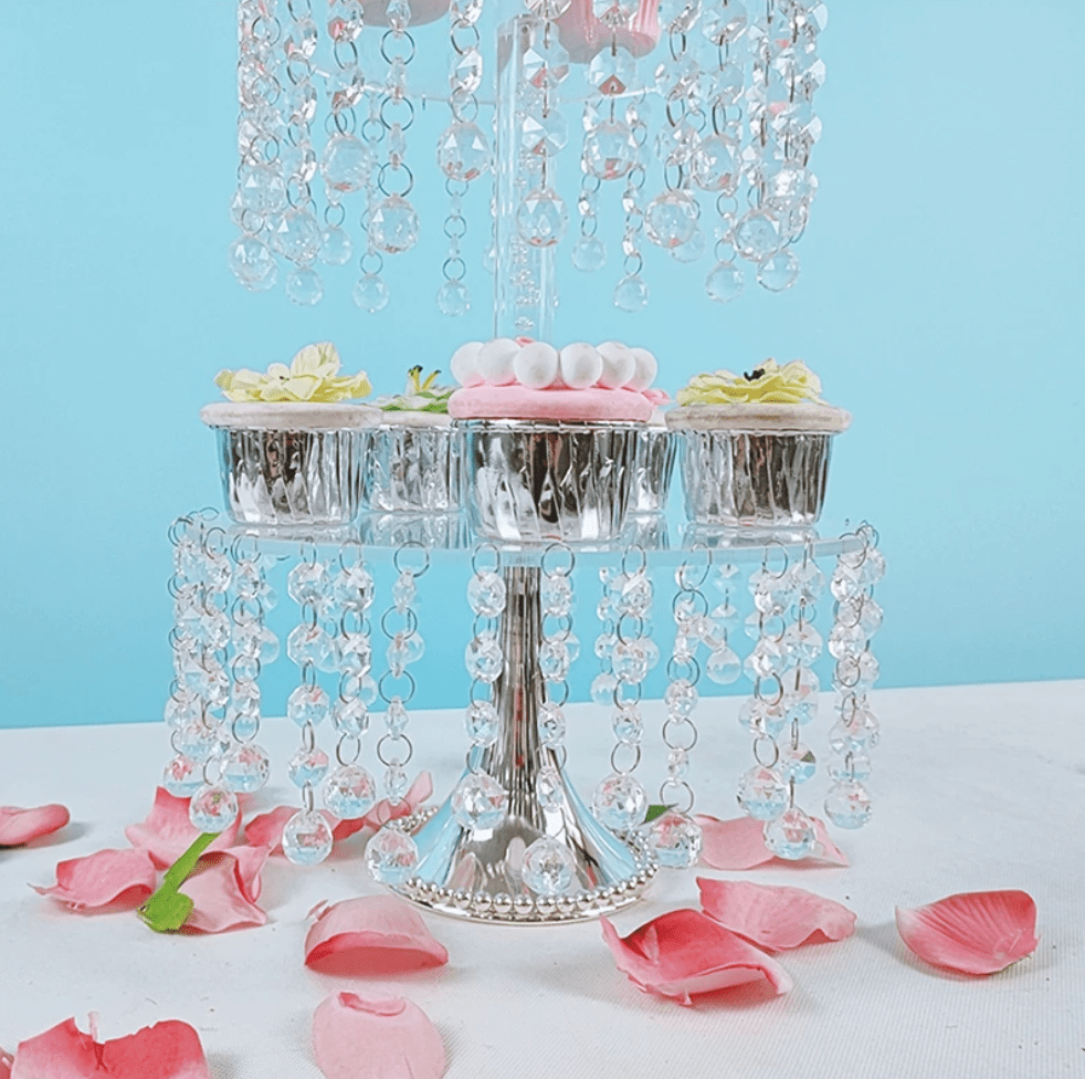 Acrylic Dessert Cake stand with crystals mini dessert DIY decor 2 tier 2 layer cake stand