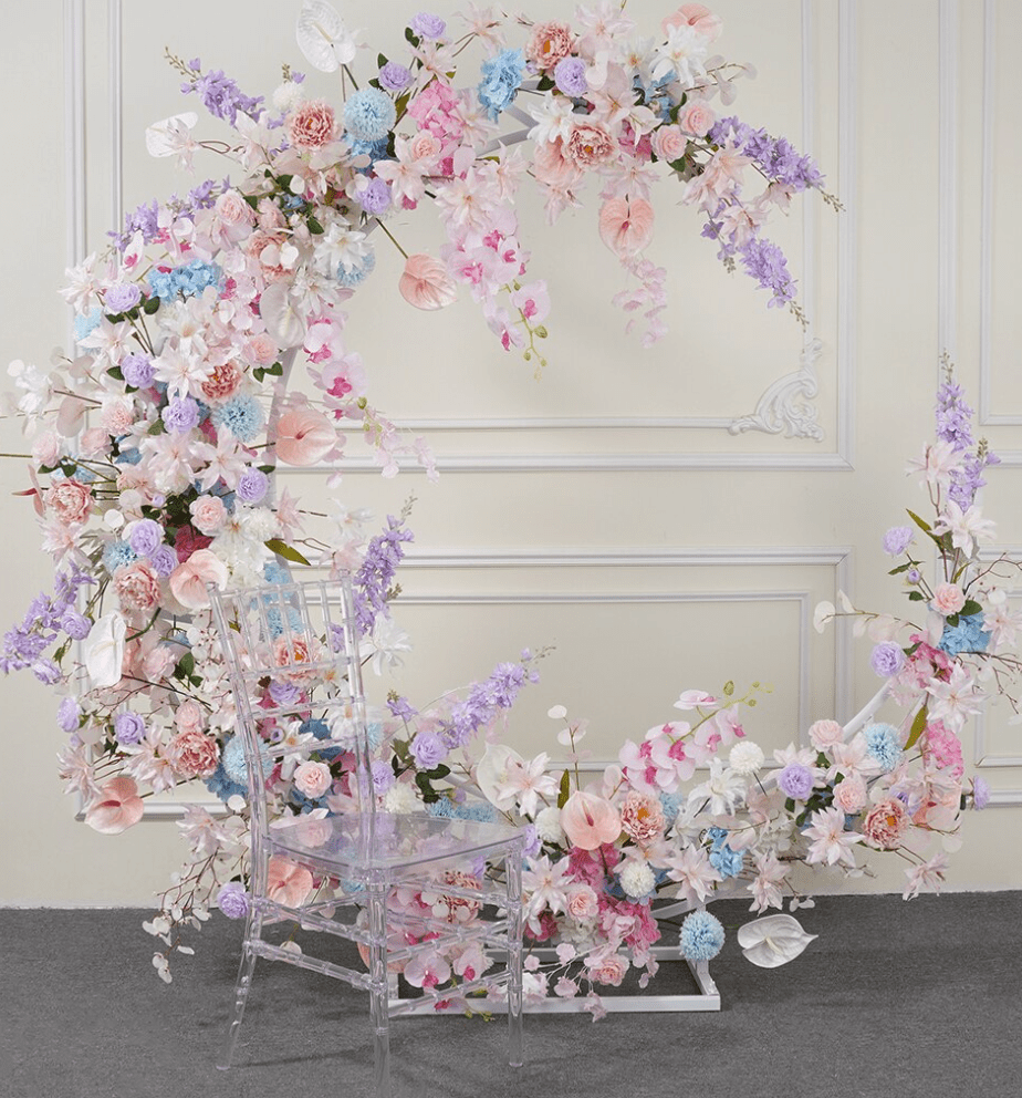 WeddingStory Shop Moon Shape Arch Frame With  Floral Arrangement Set