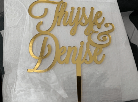 WeddingStory Shop Mirror Gold / 14cm Personalized Wedding Cake Topper with NAMES