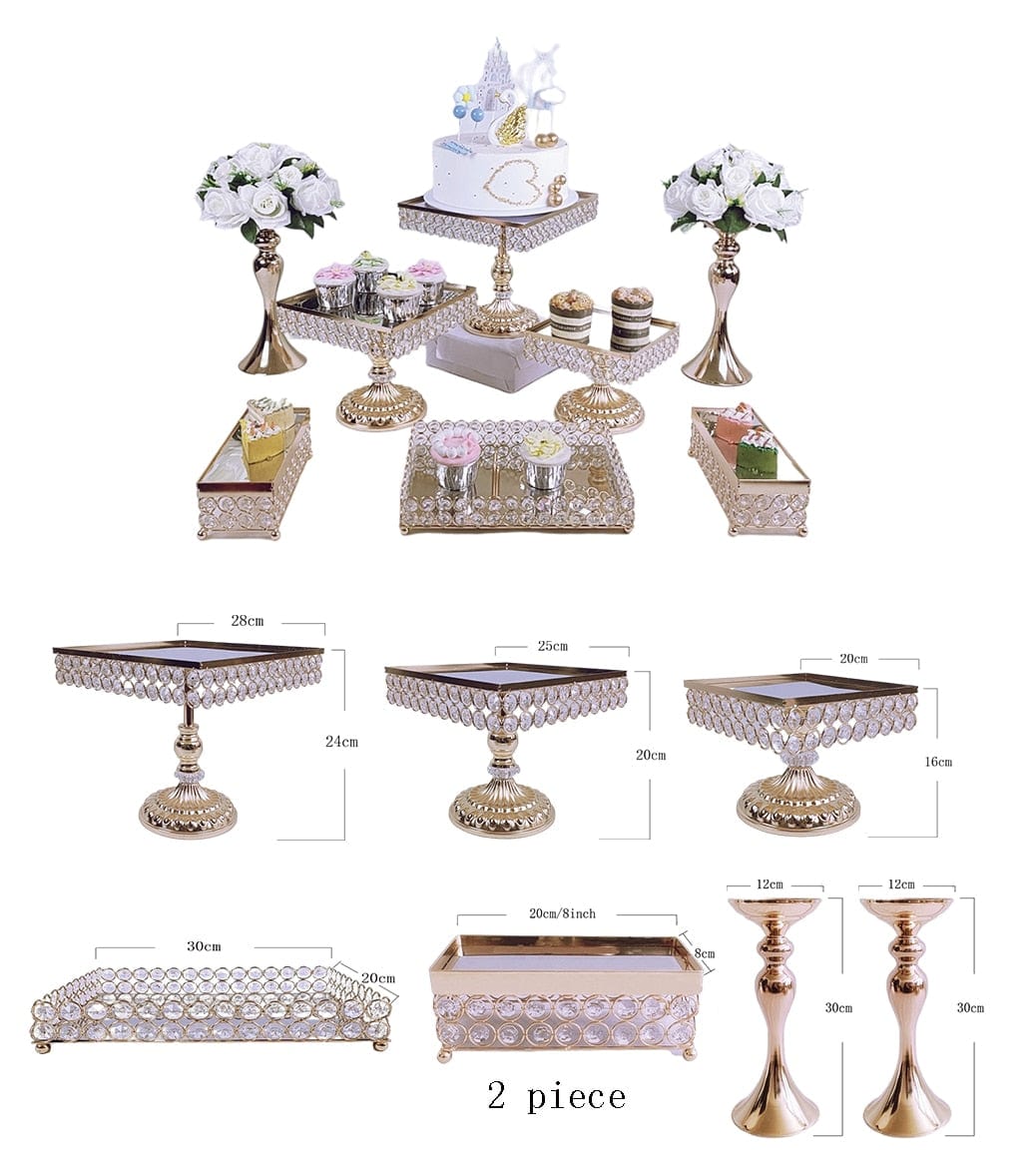 WeddingStory Shop 8pcs gold  in set Crystal cake stand set event