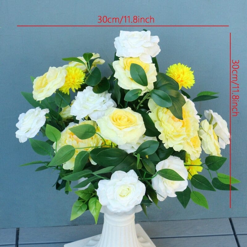 WeddingStory Shop Flowers White yellow 30x30cm Flower Decorative Arrangement roses