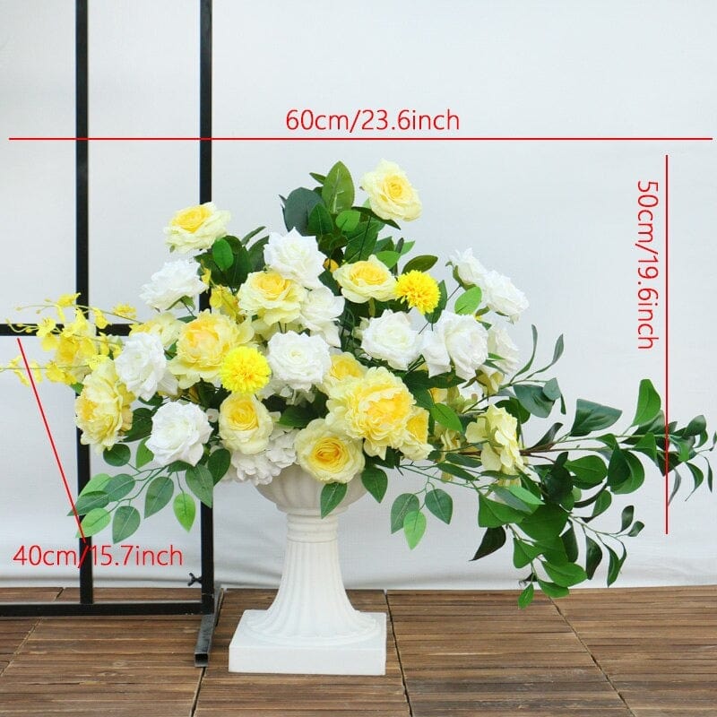 WeddingStory Shop White yellow 60x40cm Flower Decorative Arrangement roses