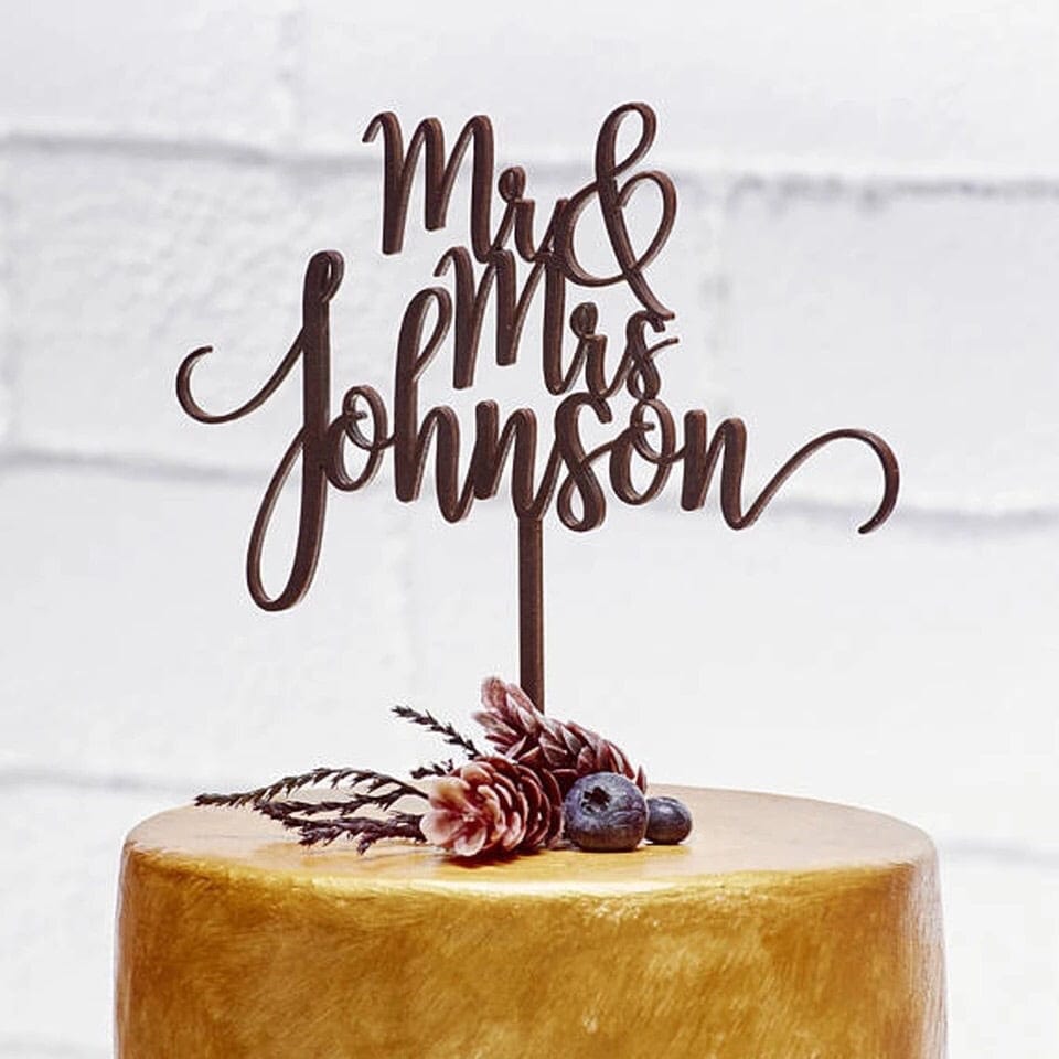WeddingStory Shop Mrs Mr Custom rustic cake topper