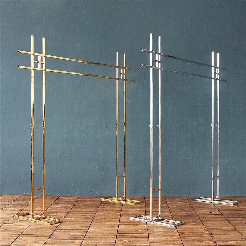 WeddingStory Shop 2.6m(8.52ft) / Gold plated Shiny metal Double Pole Arch