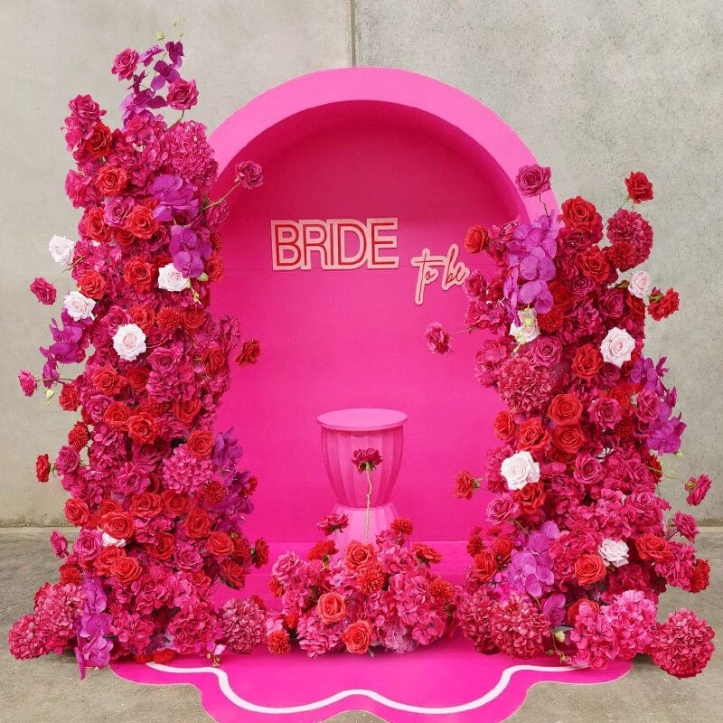 WeddingStory Shop Red Pink Rose Hydrangea Orchid floral arrangement
