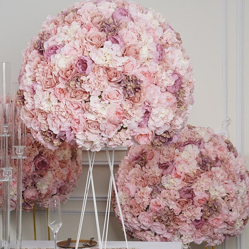 WeddingStory Shop 80x70cm table ball Luxury Oversize  Dusty Pink Rose 80cm 3/4 Flower Ball
