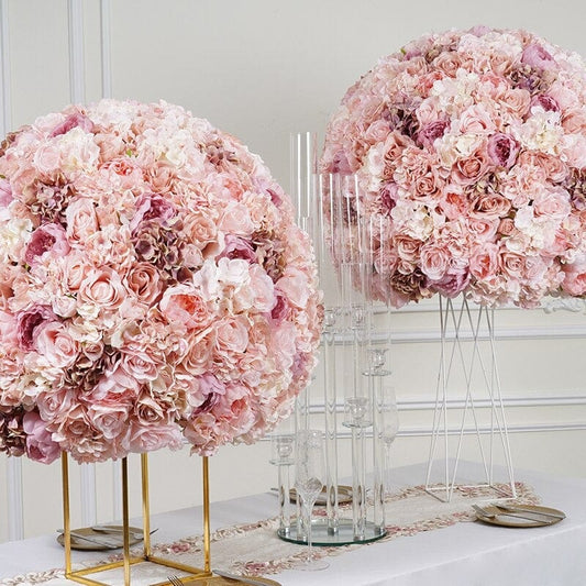 WeddingStory Shop 80x70cm table ball Luxury Oversize  Dusty Pink Rose 80cm 3/4 Flower Ball