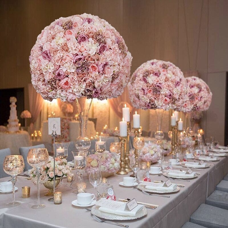 WeddingStory Shop 80x70cm table ball Luxury Oversize  Dusty Pink Rose 80cm 3/4 Flower Ball