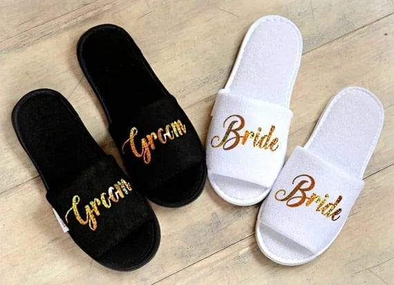 WeddingStory Shop bride & groom Bride and Groom cozy Slippers
